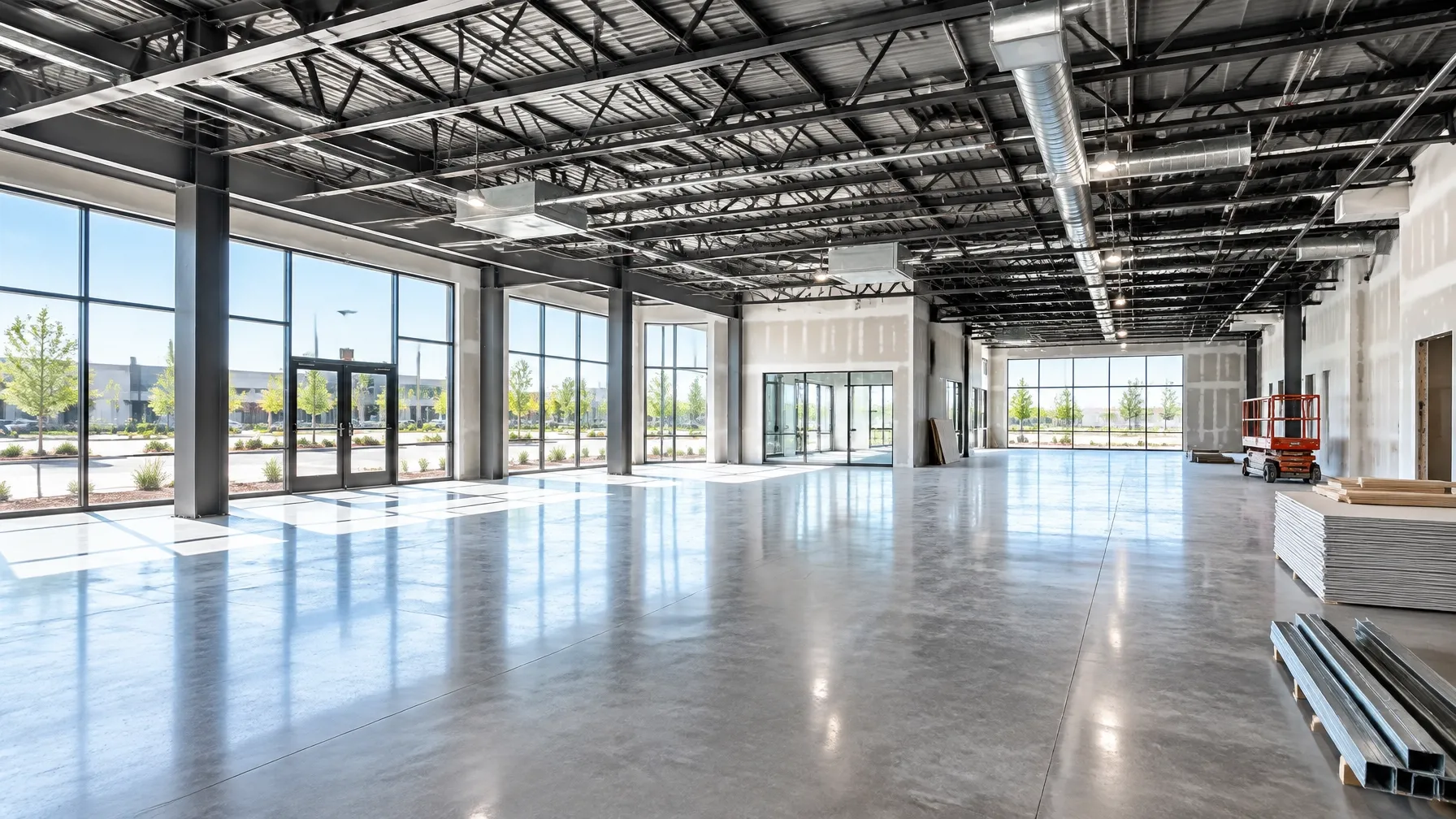 Open commercial tenant improvement interior